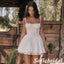 Sexy White Lace Spaghetti Straps Sleeveless A-Line Short Prom Dresses/Homecoming Dresses,HD0225