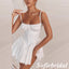 Sexy White Lace Spaghetti Straps Sleeveless A-Line Short Prom Dresses/Homecoming Dresses,HD0225
