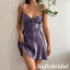 Sweety Purple Elastic Satin Spaghetti Straps V-Neck A-Line Homecoming Dresses, HD0239