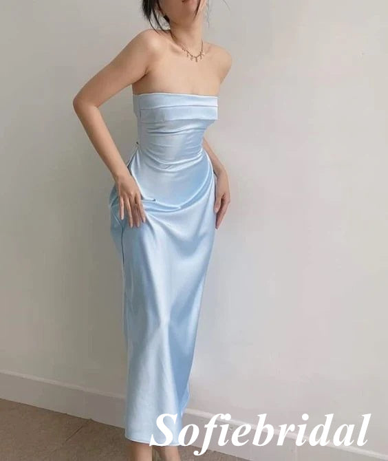 Sexy Soft Satin Sweetheart Sleeveless Mermaid Ankle Length Prom Dress, PD01049
