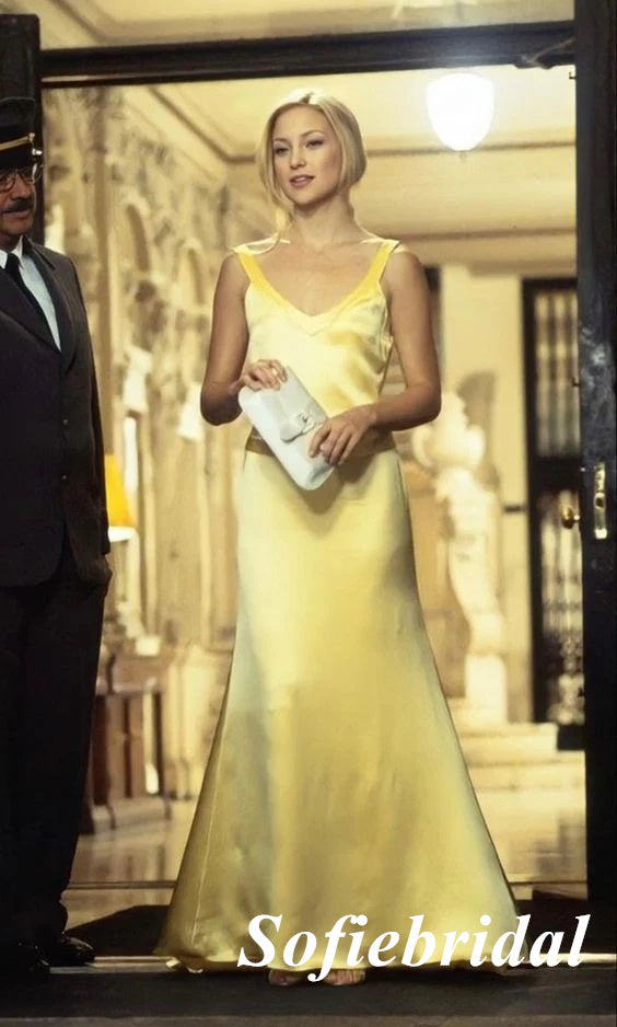 Sexy Soft Satin Spaghetti Straps V-Neck Sleeveless Open Back Mermaid Floor Length Prom Dress, PD01054