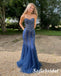 Sexy Tulle And Satin Sweetheart V-Neck Mermaid Long Prom Dresses With Sequin, PD0933