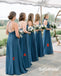 Elegant Mismatched Chiffon Side Slit A-Line Floor Length Bridesmaid Dresses, SFWG00533