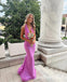 Sexy Satin Halter V-Neck Sleeveless Mermaid Long Prom Dresses, PD0906