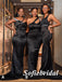 Sexy Mismatched Black Soft Satin Sleeveless Mermaid Floor Length Bridesmaid Dresses, SFWG00599