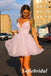 Sweety Pink Sequin Tulle Spaghetti Straps V-Neck A-Line Mini Dresses/ Homecoming Dresses,HD0228