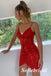 Sexy Red Sequin Spaghetti Straps V-Neck Sheath Mini Dresses/ Homecoming Dresses, HD0253
