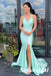 Sexy Soft Satin Spaghetti Straps V-Neck Sleeveless Mermaid Floor Length Prom Dress, PD01051