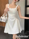 Elegant White Satin Spaghetti Straps Sleeveless A-Line Short Prom Dresses/Homecoming Dresses,HD0226