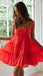 Sexy Red Chiffon Spaghetti Straps Sleeveless A-Line Short Prom Dresses/Homecoming Dresses,HD0224