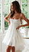 Sexy White Chiffon Spaghetti Straps Sleeveless A-Line Short Prom Dresses/Homecoming Dresses,HD0223