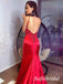 Sexy Satin And Lace Spaghetti Straps V-Neck Sleeveless Mermaid Long Prom Dresses, PD0899