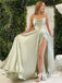 Sexy Spaghetti Straps Sleeveless Side Slit A-Line Long Prom Dresses, PD01001