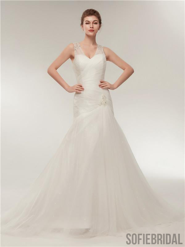 Mermaid Sweetheart Beading Elegant Wedding Dresses With Pleats WD0459