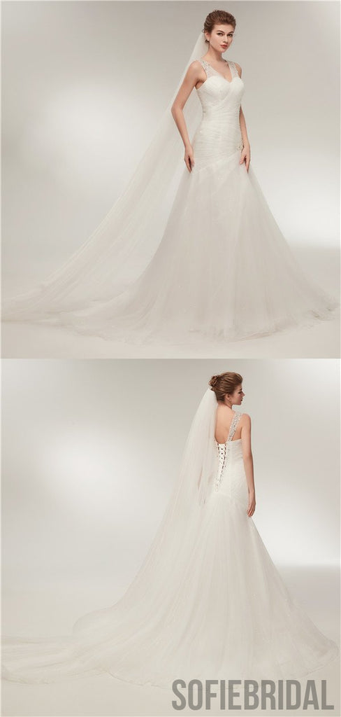 Mermaid Sweetheart Beading Elegant Wedding Dresses With Pleats WD0459