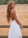 V-neck Lace Top Long A-line Backless Country Wedding Dresses, WD0275