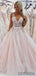Charming A-Line V-Neck Floor-Length Appliques Beading Prom Dress, PD0066