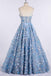 Spaghetti Floral Prom Dresses, Blue Prom Dresses, A-line Prom Dresses, Prom Dresses, PD0677
