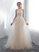 Halter Sleeveless See-though Lace Beading Long Tulle Wedding Dresses, WD0467