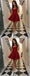 A-line Simple Red Cheap Short Homecoming Dress With Reffules, HD0151