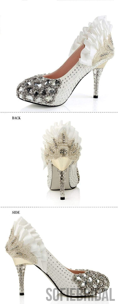 Popular Handmade Rhinestone High Heels Pointed Toe Crystal Wedding Shoes, S002