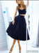2 pieces Strap Navy A-line Sexy V-neck Homecoming Dresses, Cheap Short Prom Dresses, SF0086