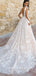 A-Line V-Neck Sleeveless Lace Long Wedding Dresses,SFWD0001