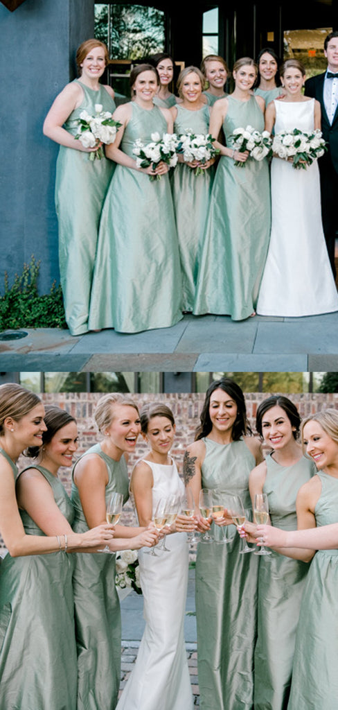 Simple Scoop Neck Satin Cheap Bridesmaid Dresses,SFWG0031