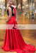 2 Pieces Black Top Open Back Prom Dresses, Red A-line Satin Prom Dresses, Prom Dresses, PD0458