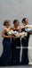 Charming Mermaid Straight Navy Blue Long Bridesmaid Dresses Online,SFWG00390