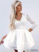 Amazing Lace Top 3/4 Sleeves Backless Short Homecoming Dress, HD0163