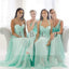 Mismatched Mint Chiffon Different Styles Junior Simple A Line Formal Floor-length Bridesmaid Dresses, WG109