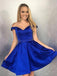 Off Shoulder Satin Homecoming Dresses, Beaded Short Prom Dresses, Homecoming Dresses, SF0099