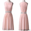 Light pink Jewel Sleeveless chiffon lace up back homecoming dresses, SF0084