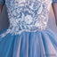 Cheap Blue Off Shoulder Lace Cute Homecoming Dresses, CM446