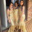 Shinning Gold Sequin Sweet Heart Mermaid Sexy Cheap Custom Make Handmade Long Bridesmaid Dresses, WG144
