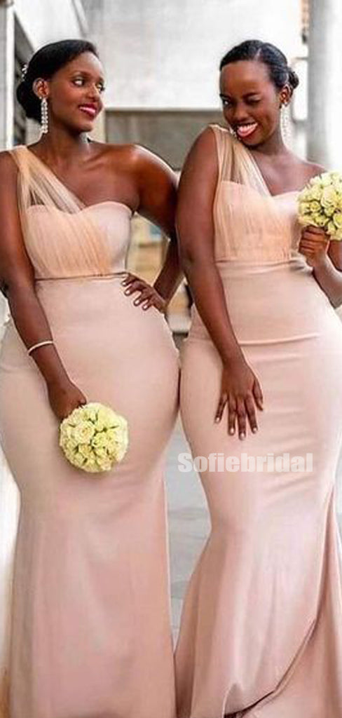 Simple Mermaid One-shoulder Long Bridesmaid Dresses Online,SFWG00379
