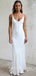 Sheath V-Neck Spaghetti Straps Cheap Long Beach Wedding Dresses,SFWD0016