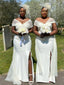 Mermaid Off-shoulder Side Slit Long Bridesmaid Dresses Online,SFWG00380