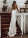 Simple Sheath V-Neck Spaghetti Straps Cheap Long Wedding Dresses,SFWD0017