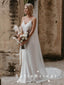 Simple Sheath V-Neck Spaghetti Straps Cheap Long Wedding Dresses,SFWD0017