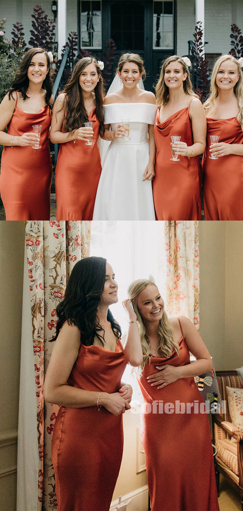 Simple Spaghetti Straps Knee-length Long Bridesmaid Dresses Online,SFWG00382