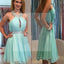 High Neck Mint Green Chiffon Formal Homecoming Prom Dresses, SF0031