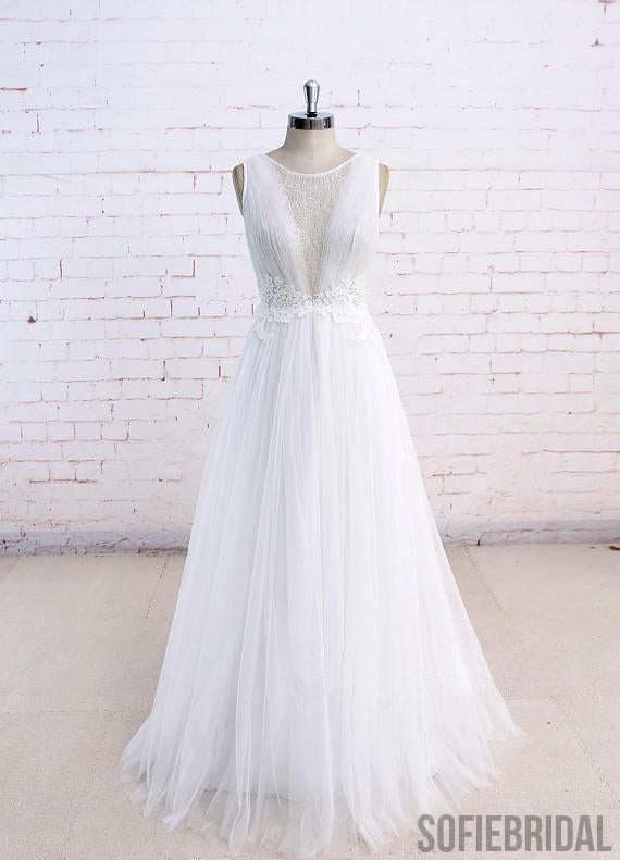 Sexy See Through Scoop Unique Lace Cheap Dresses For Wedding, WD395