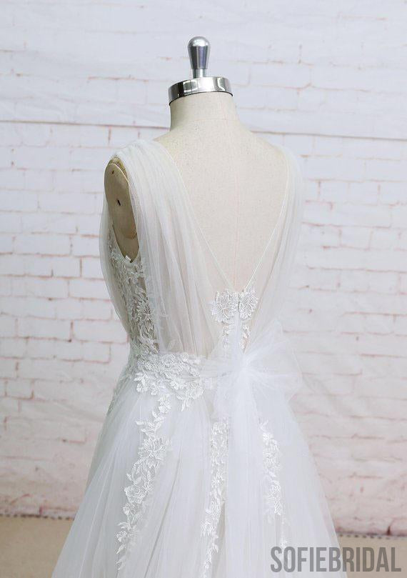 V Neck Sexy See Through Unique Lace Cheap Dresses For Wedding, WD396