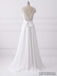 V Neck Lace Straps Simple Custom Cheap Beach Wedding Dresses, WD317