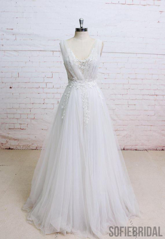 V Neck Sexy See Through Unique Lace Cheap Dresses For Wedding, WD396