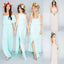 Pretty Young Junior Mint Mismatched Styles Side Split Chiffon Cheap Bridesmaid Dresses