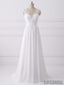 V Neck Lace Straps Simple Custom Cheap Beach Wedding Dresses, WD317