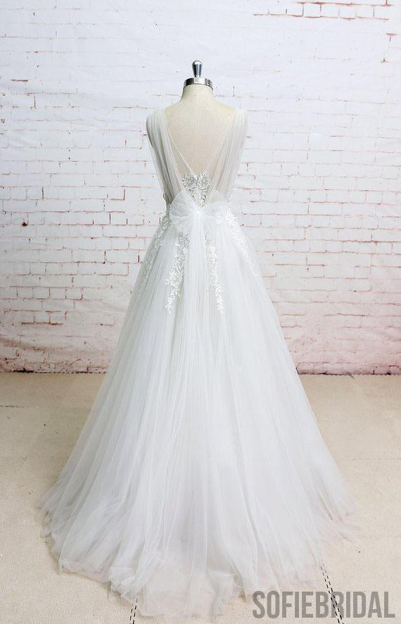 V Neck Sexy See Through Unique Lace Cheap Dresses For Wedding, WD396